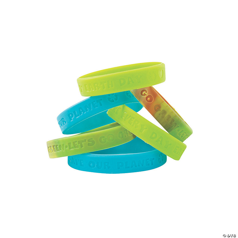 Earth Day Recycle Rubber Bracelets - 24 Pc. Image