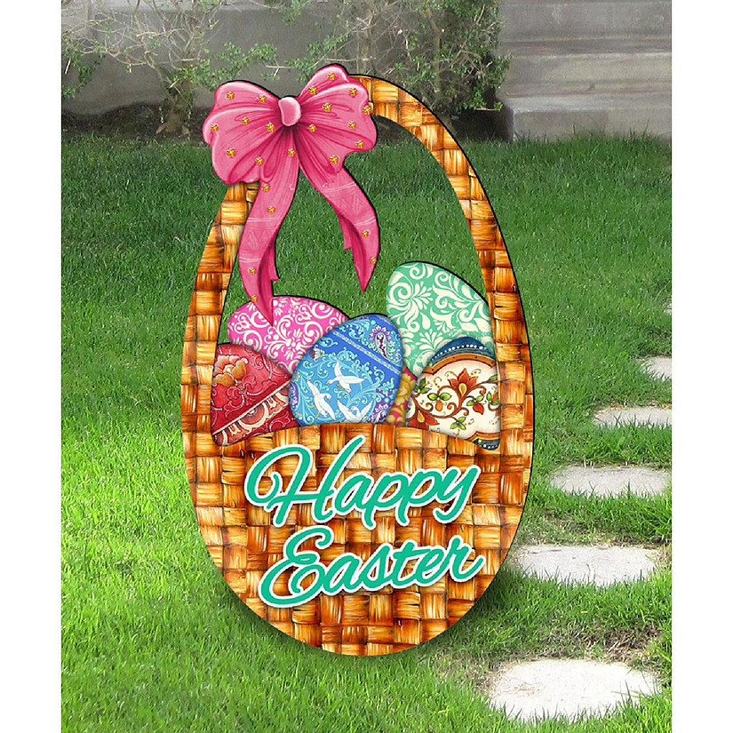 Easter Basket Free Standing Garden Decor Image