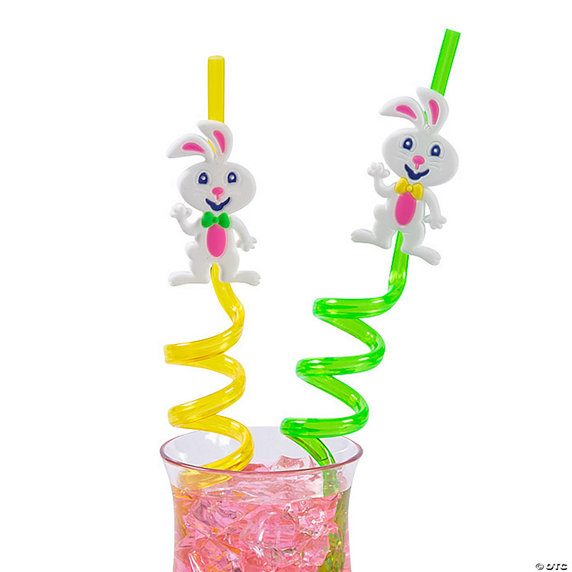Easter Bunny BPA-Free Plastic Silly Straws - 12 Pc. Image