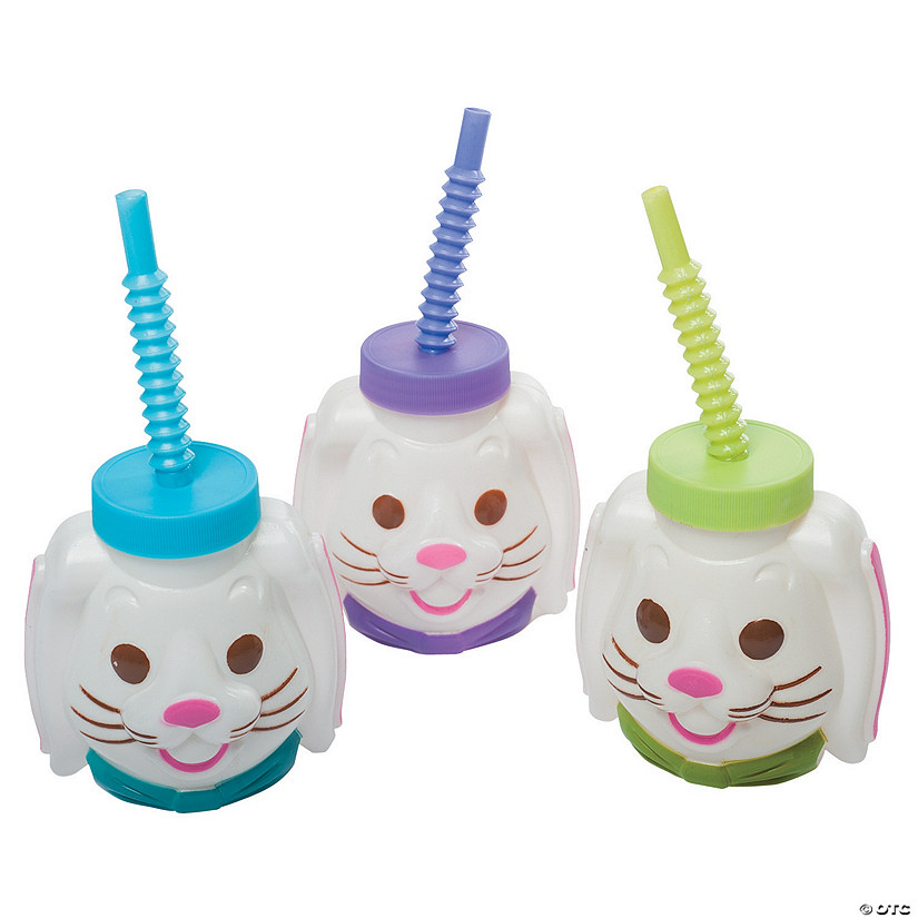 Easter Bunny Molded Cups with Lids & Straws Less Than Perfect Discontinued