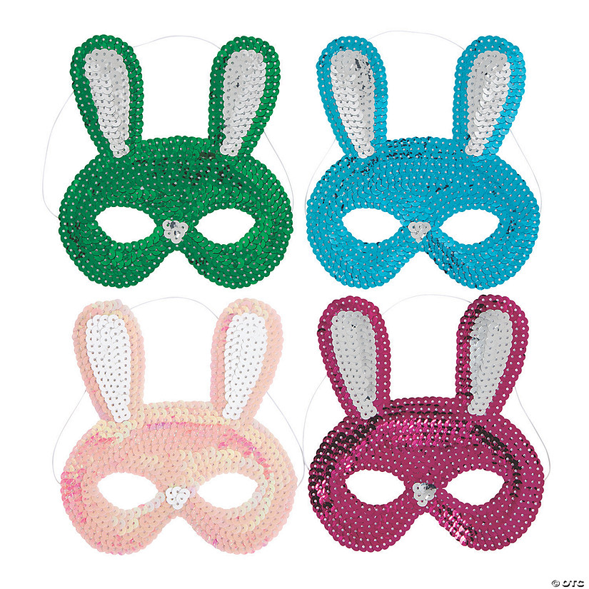 Easter Bunny Sequin Masks - 12 Pc. Image