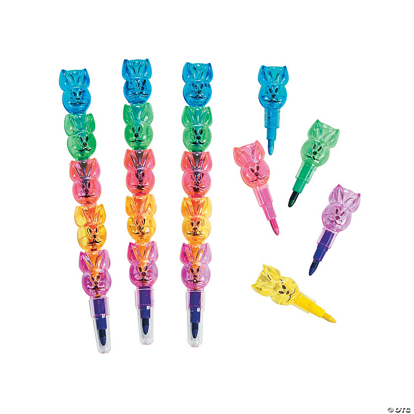 Easter Bunny Stacking Point Crayons - 12 Pc. Image