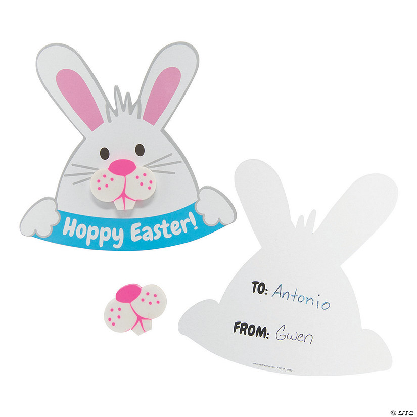Easter Bunny Teeth Erasers with Card - 24 Pc. Image