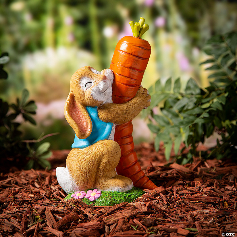 Easter Bunny with Carrot Garden Statue Image
