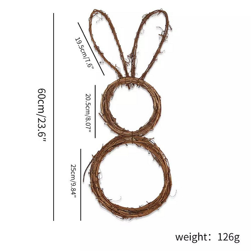 Easter DIY Folded Rattan Wreath - Bunny Pendant Easter Decoration for Home Holiday Party Decoration Supplies - No lights Image