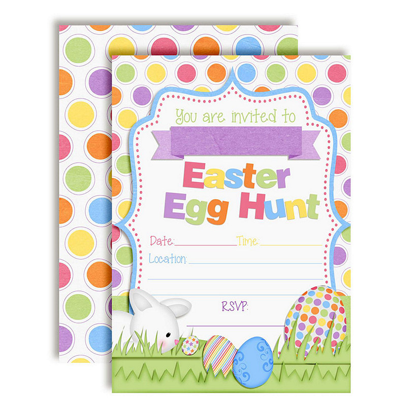 Easter Egg Hunt Bunny in Grass Party Invitations 40pc. by AmandaCreation Image