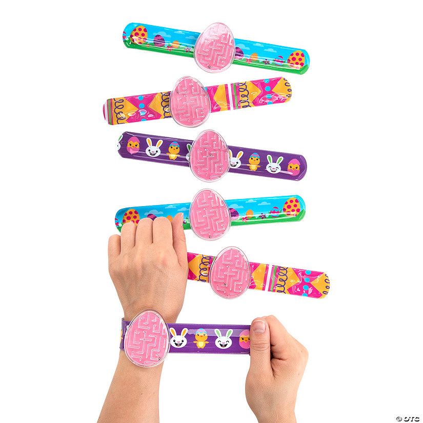 Easter Egg Maze Game Slap Bracelets - 12 Pc. Image