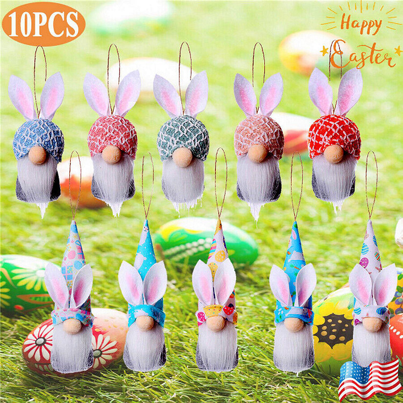 Easter Hanging Bunny Gnomes - Colorful Spring Bunny Plush  10Pcs Gnomes for Gifts Image