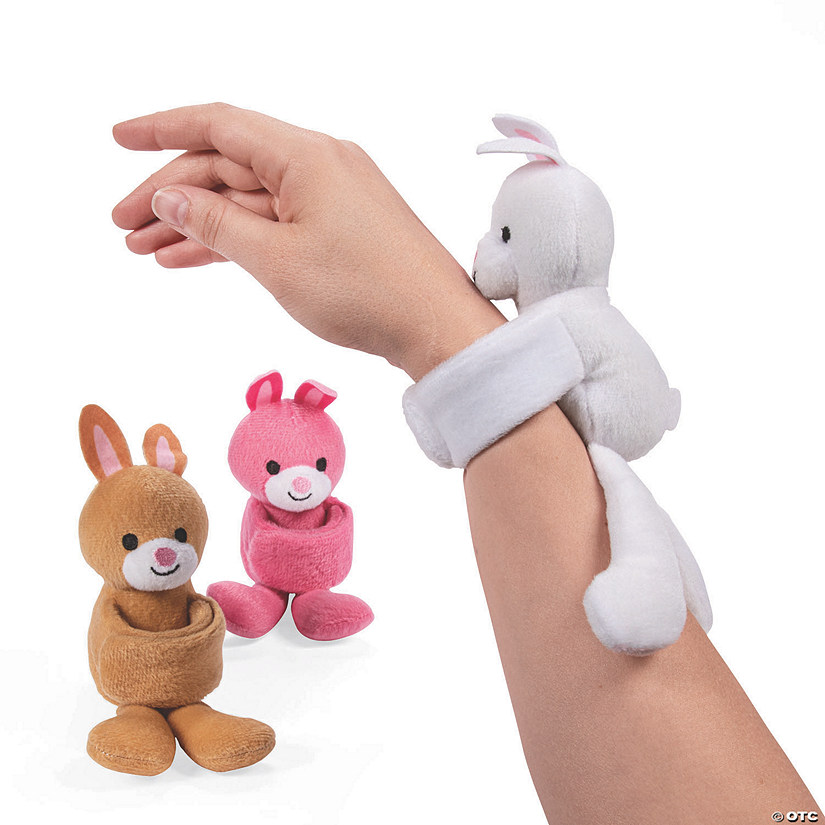 Easter Hugging Stuffed Bunny Slap Bracelets - 12 Pc. Image