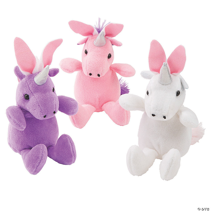 Easter Pastel Stuffed Unicorns with Bunny Ears - 12 Pc. Image