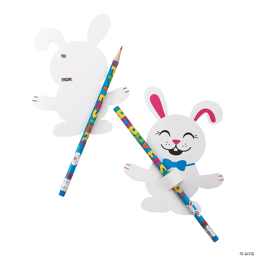 Easter Pencils with Bunny Card Oriental Trading