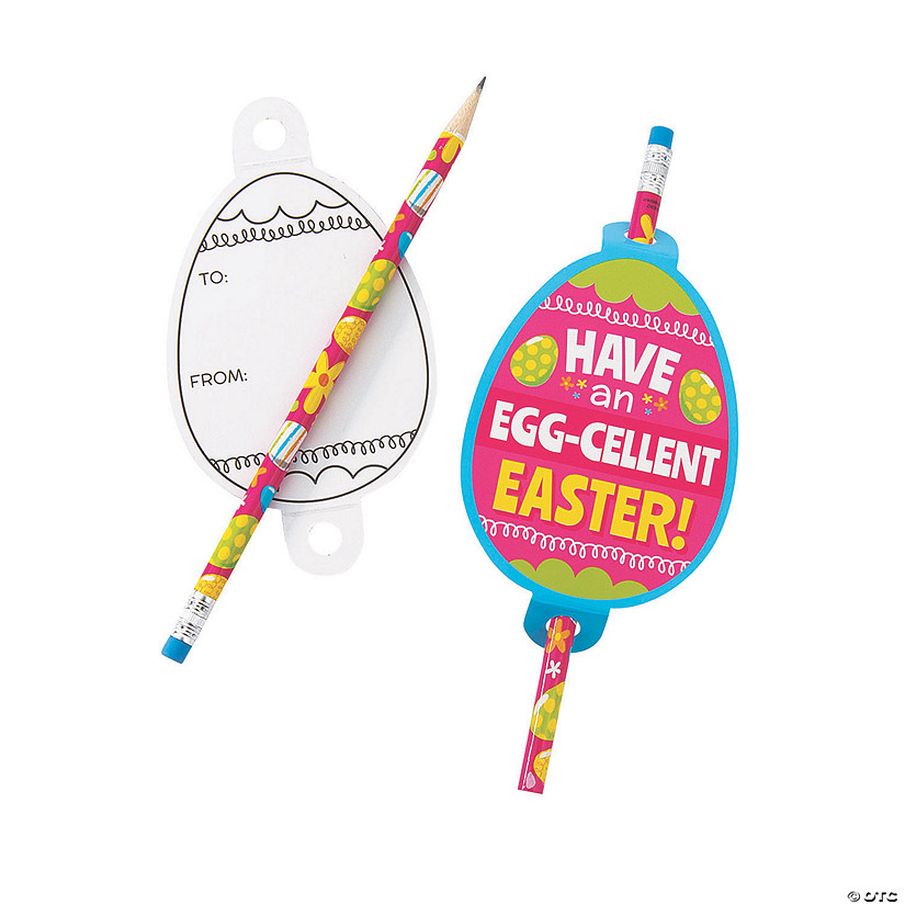 Easter Pencils with Egg-Shaped Card - 24 Pc. Image