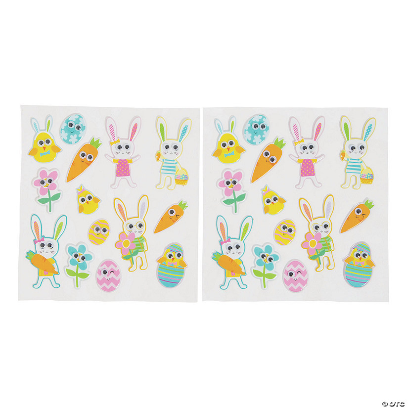Easter Puffy Stickers Wiggle Eyes - Stationery - 12 Pieces
