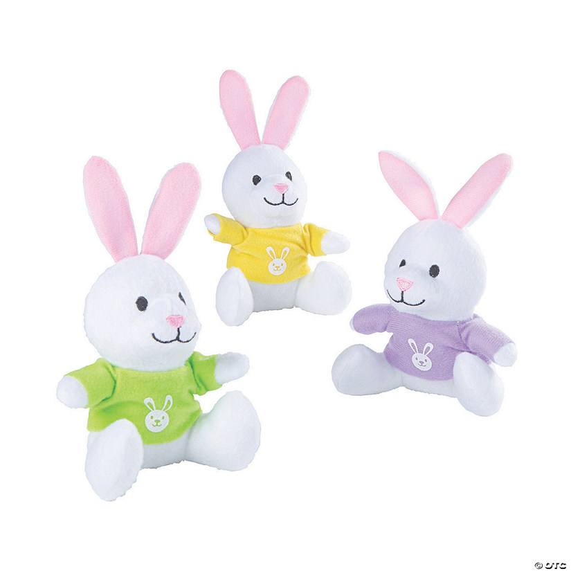 Easter Stuffed Bunnies with Pastel T-Shirt - 12 Pc. Image