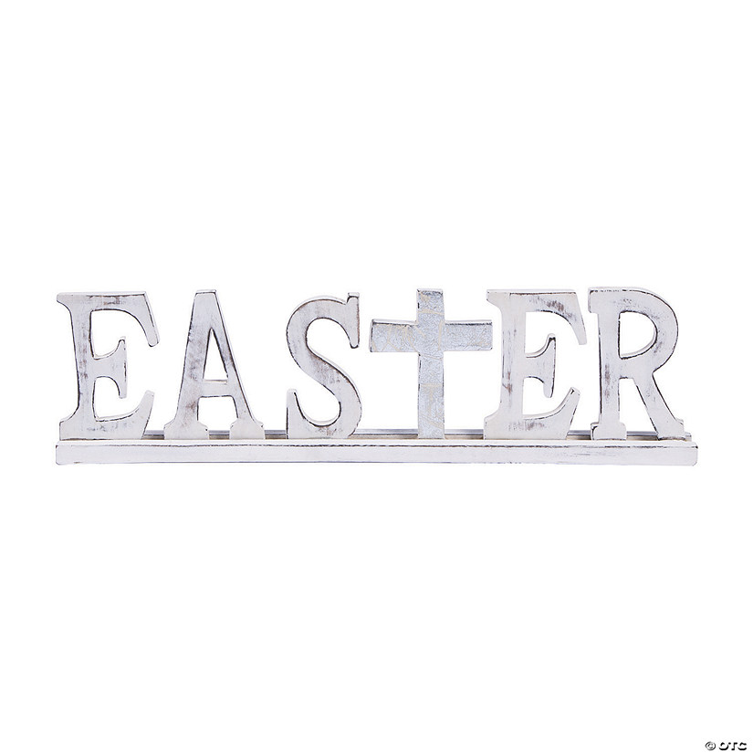 Easter Tabletop Sign with Metallic Cross Image