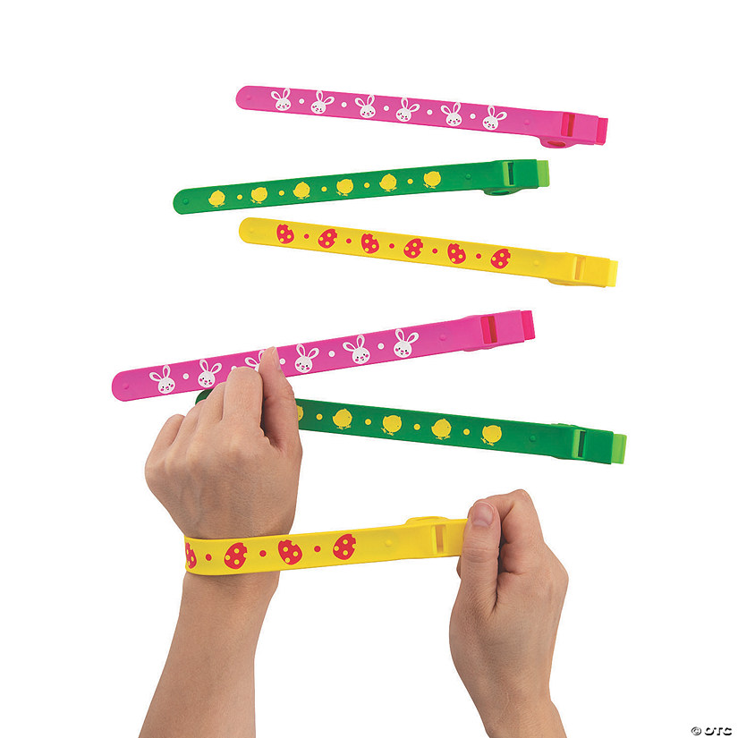 Easter Whistle Slap Bracelets - Less Than Perfect - 12 Pc. Image