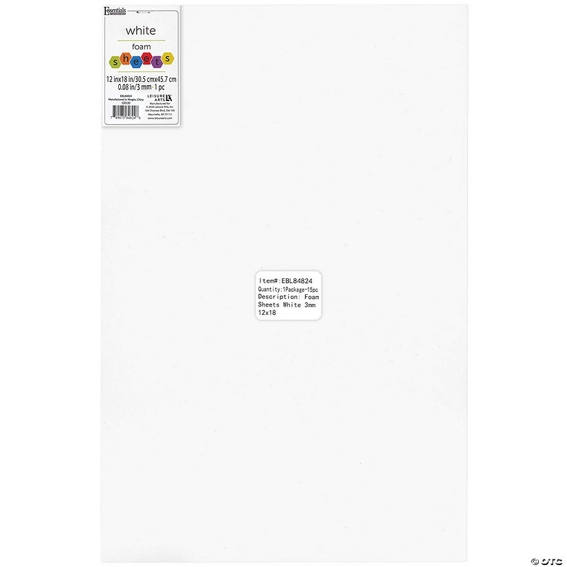 EBL Foam Sheet 12x18 3mm White 15pc Image