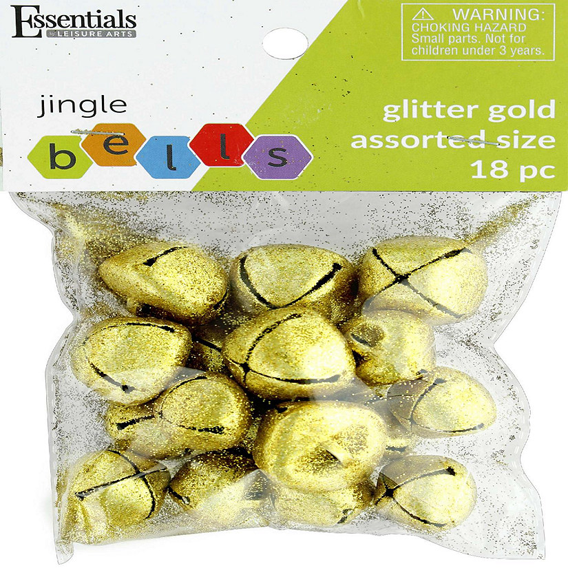 EBL Jingle Bells Glitter Astd Sizes Gold 18pc Image