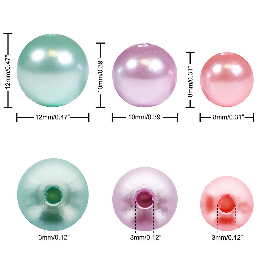 EBL Pearls Plastic Ast Size 8/10/12mm Lavend 200pc Image