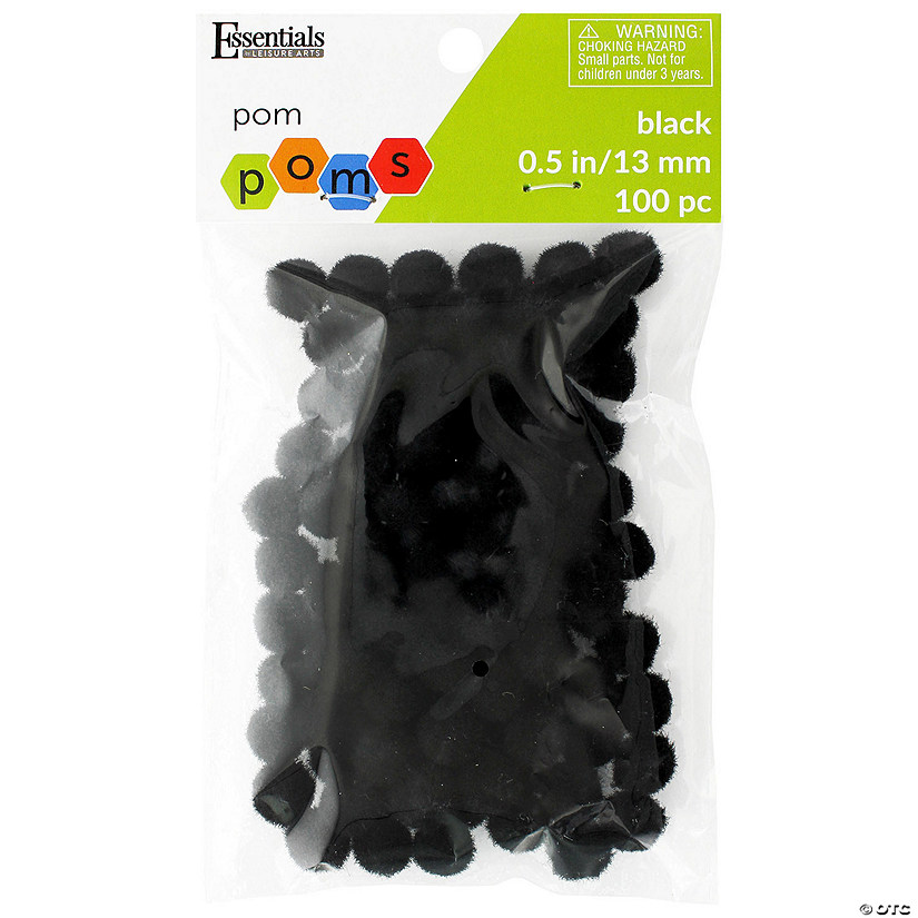 EBL Pom Pom 1/2" Black 100pc- 6PK Image