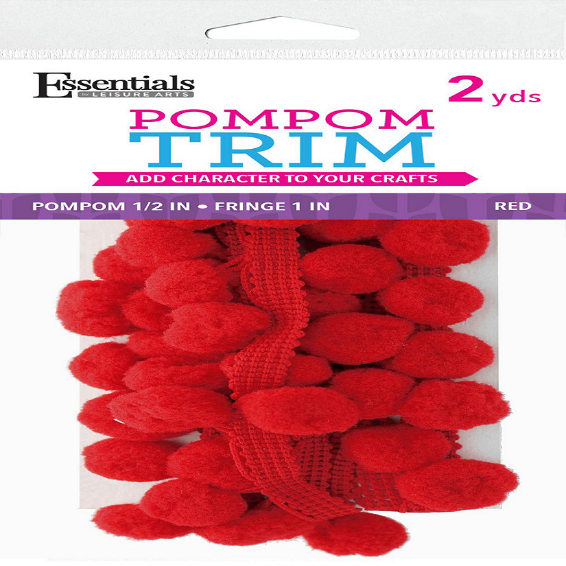 EBL Pom Pom 1/2" Fringe 1" 2yd Red Image