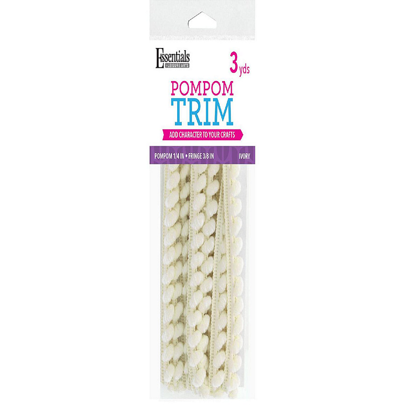 EBL Pom Pom 1/4" Fringe 3/8" 3yd Ivory Image