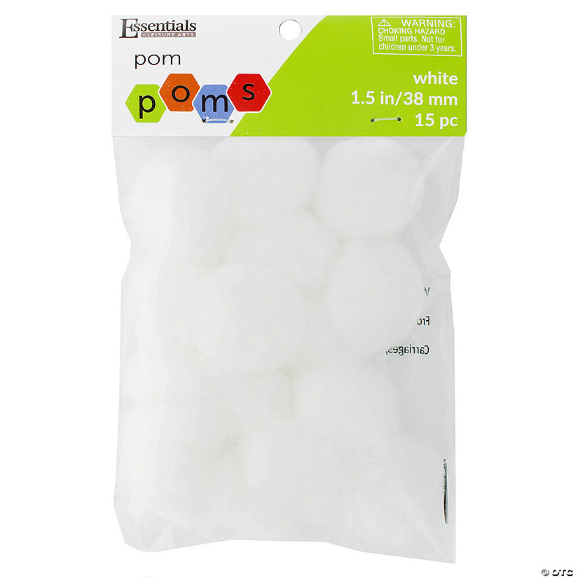 EBL Pom Pom 1.5" White 15pc- 6PK Image