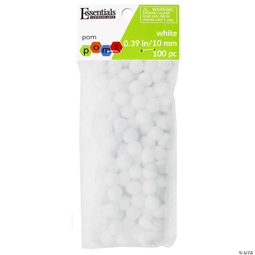 EBL Pom Pom 10mm White 100pc- 6PK Image