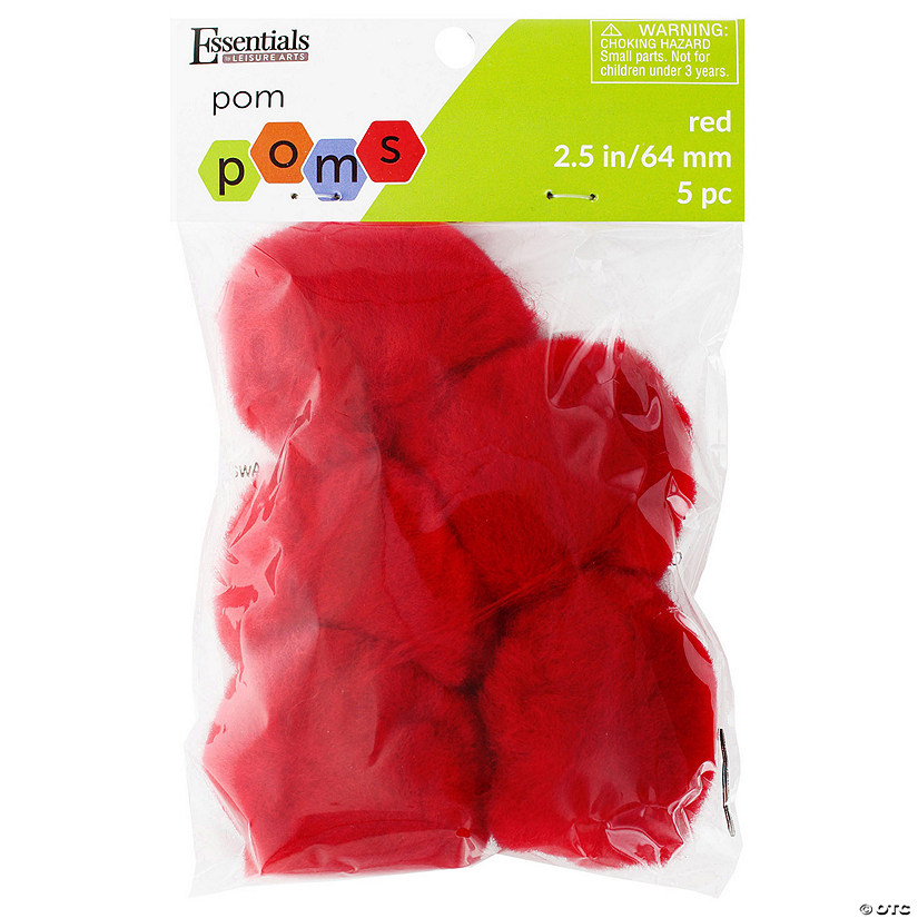 EBL Pom Pom 2.5" Red 5pc- 6PK Image