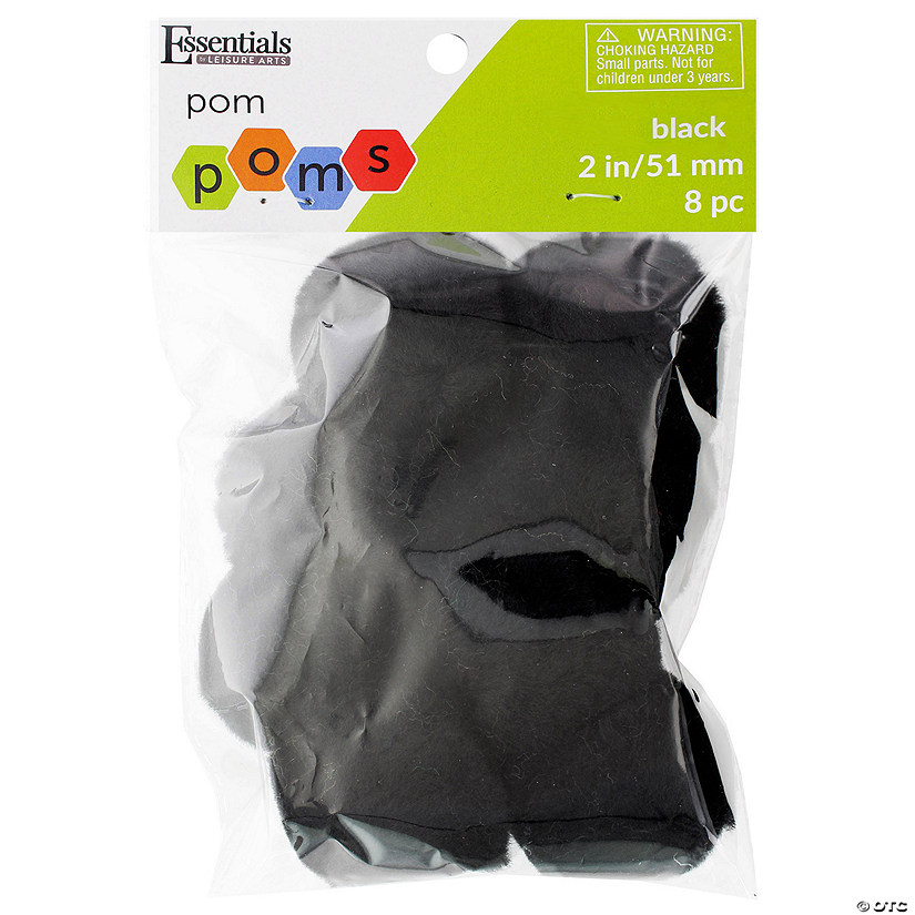 EBL Pom Pom 2" Black 8pc- 6PK Image