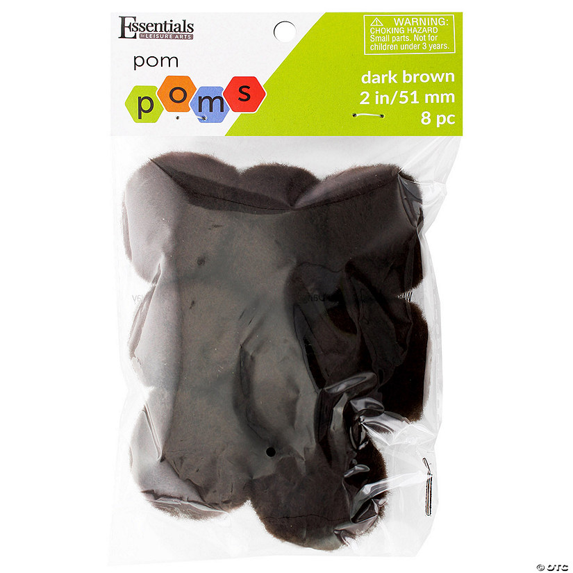 EBL Pom Pom 2" Dark Brown 8pc- 6PK Image
