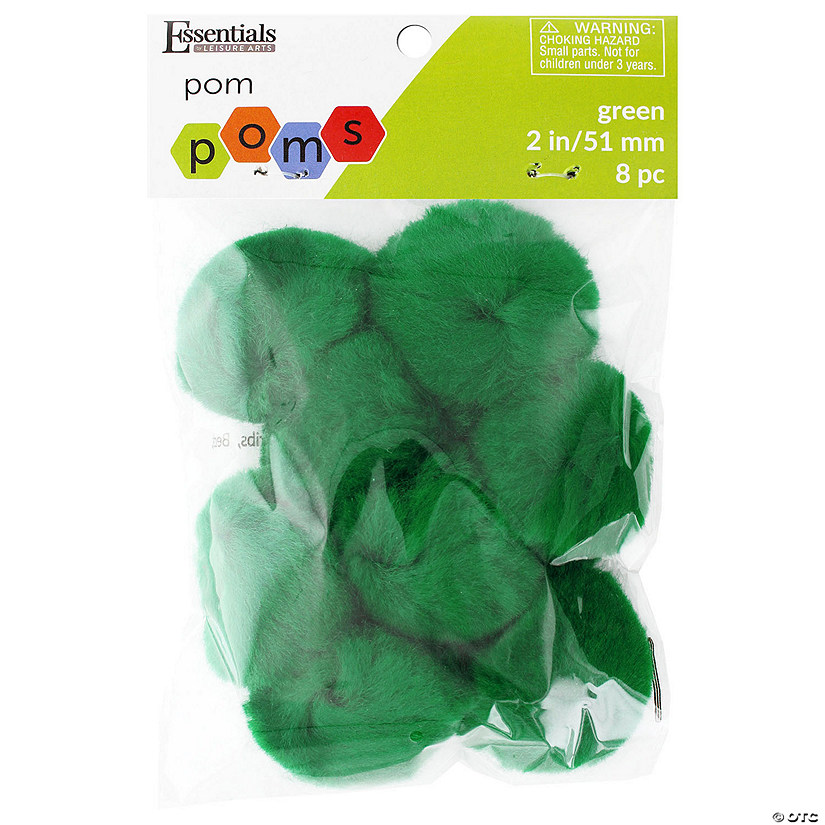 EBL Pom Pom 2" Green 8pc- 6PK Image