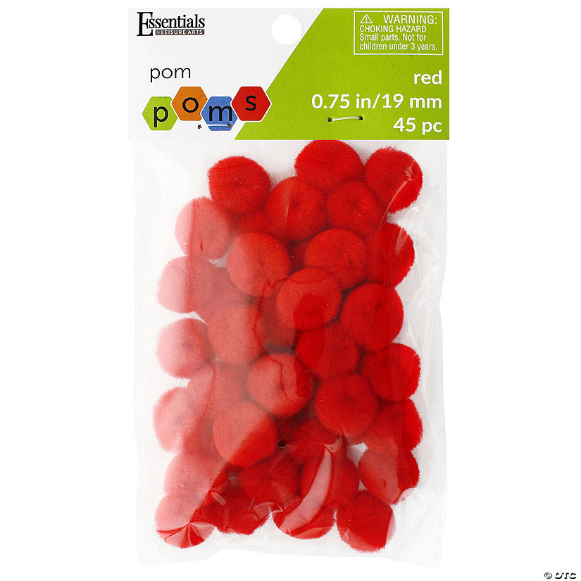 EBL Pom Pom 3/4" Red 45pc- 6PK Image