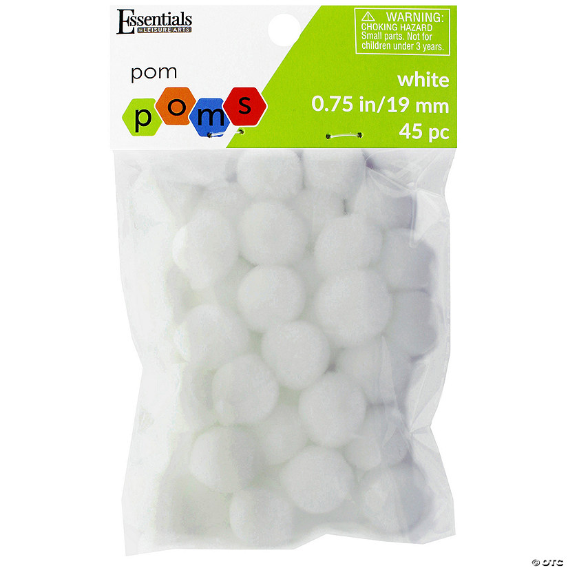 EBL Pom Pom 3/4" White 45pc- 6PK Image