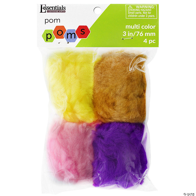 EBL Pom Pom 3" Multi 4pc- 6PK Image