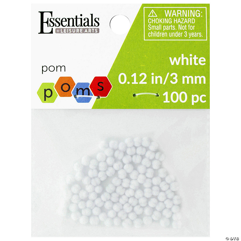 EBL Pom Pom 3mm White 100pc- 6PK Image