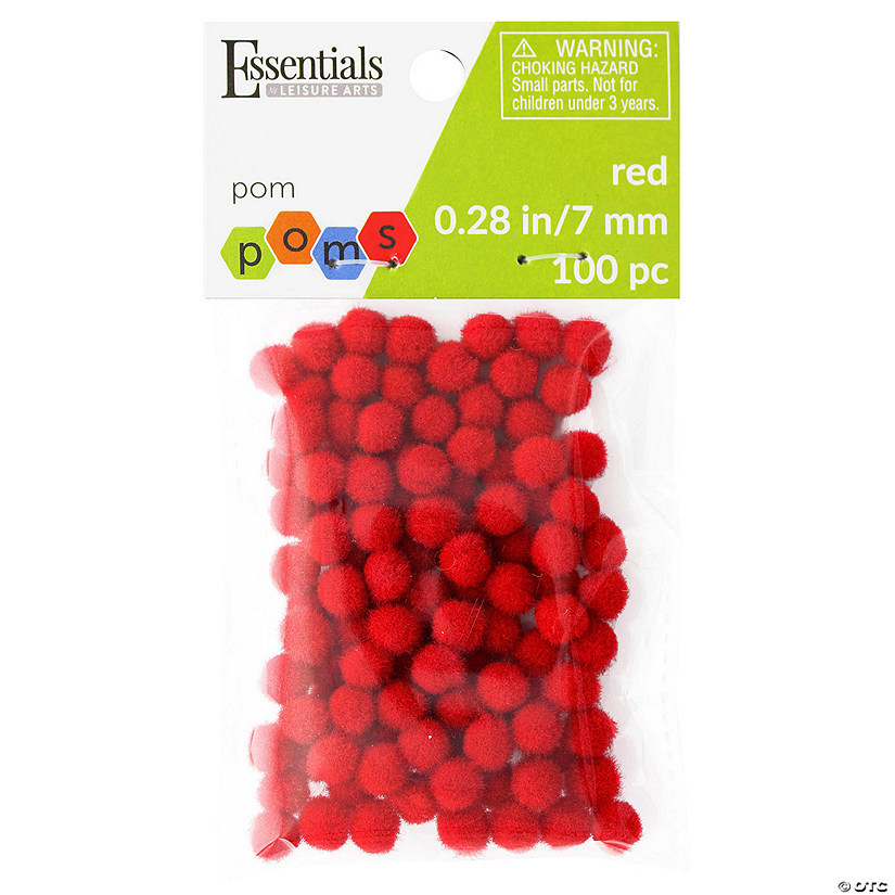 EBL Pom Pom 7mm Red 100pc- 6PK Image