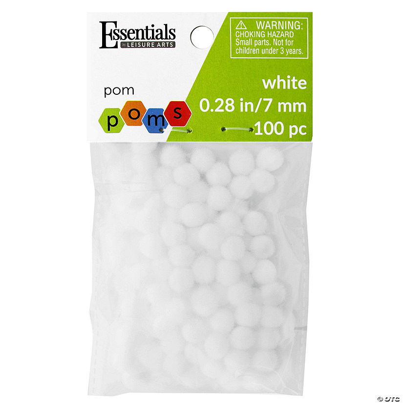 EBL Pom Pom 7mm White 100pc- 6PK Image