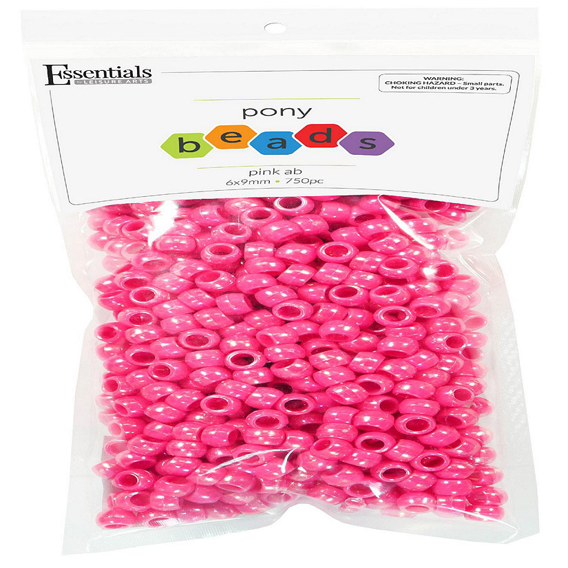 EBL Pony Bead 6x9mm AB Pink 750pc Image