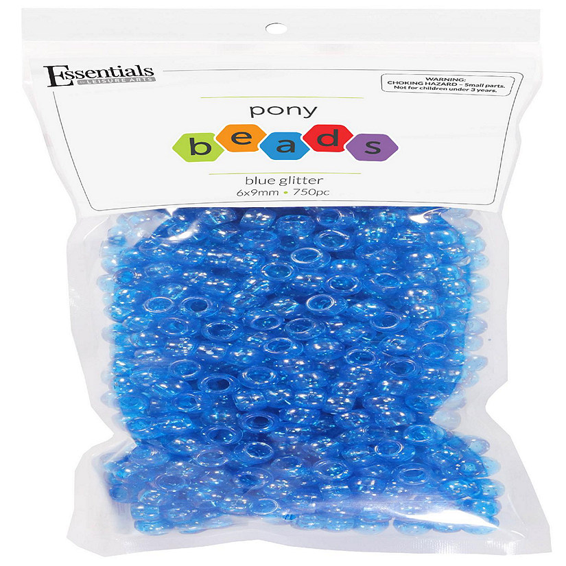 EBL Pony Bead 6x9mm Glitter Blue 750pc Image