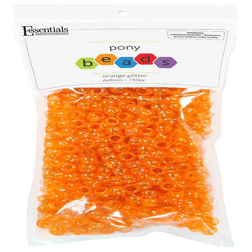 EBL Pony Bead 6x9mm Glitter Orange 750pc Image