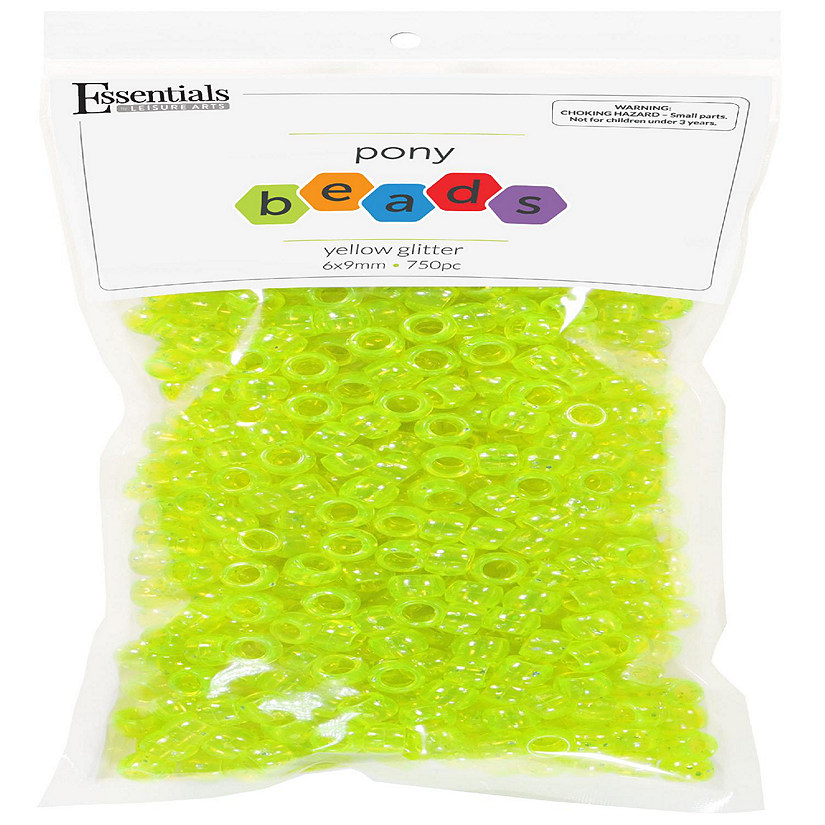EBL Pony Bead 6x9mm Glitter Yellow 750pc Image