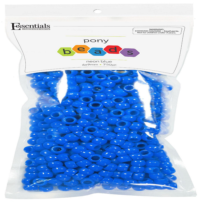 EBL Pony Bead 6x9mm Neon Blue 750pc Image
