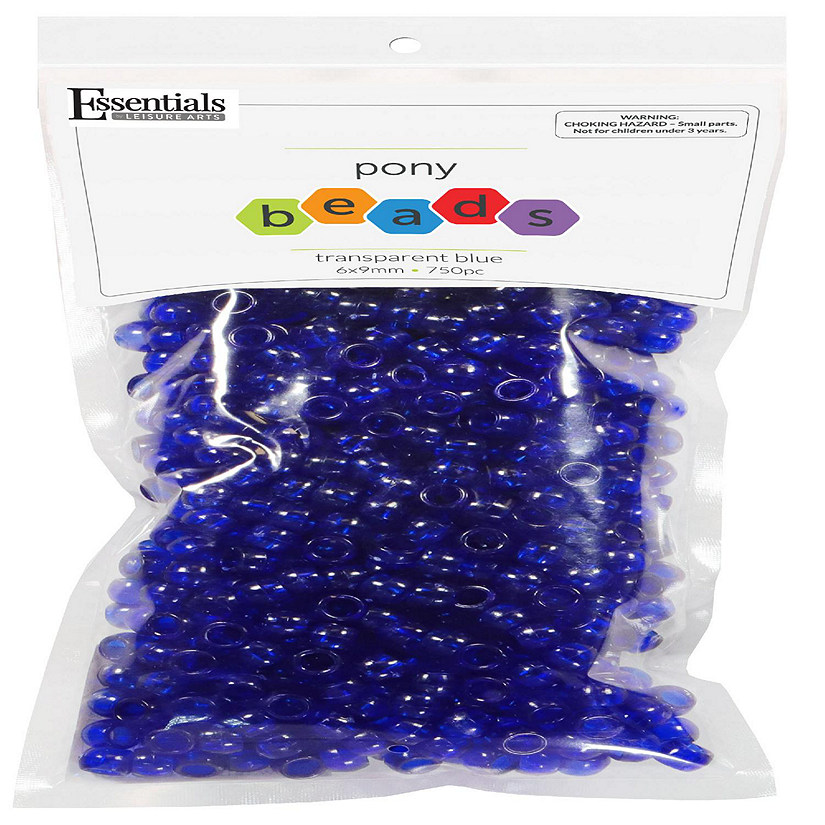 EBL Pony Bead 6x9mm Transparent Blue 750pc Image