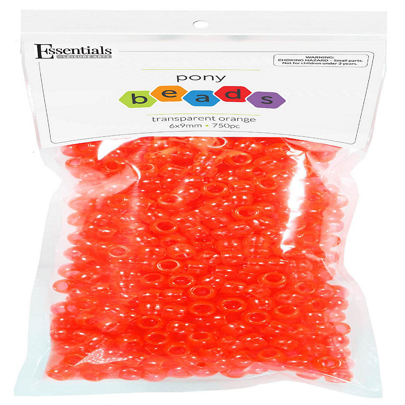 EBL Pony Bead 6x9mm Transparent Orange 750pc Image