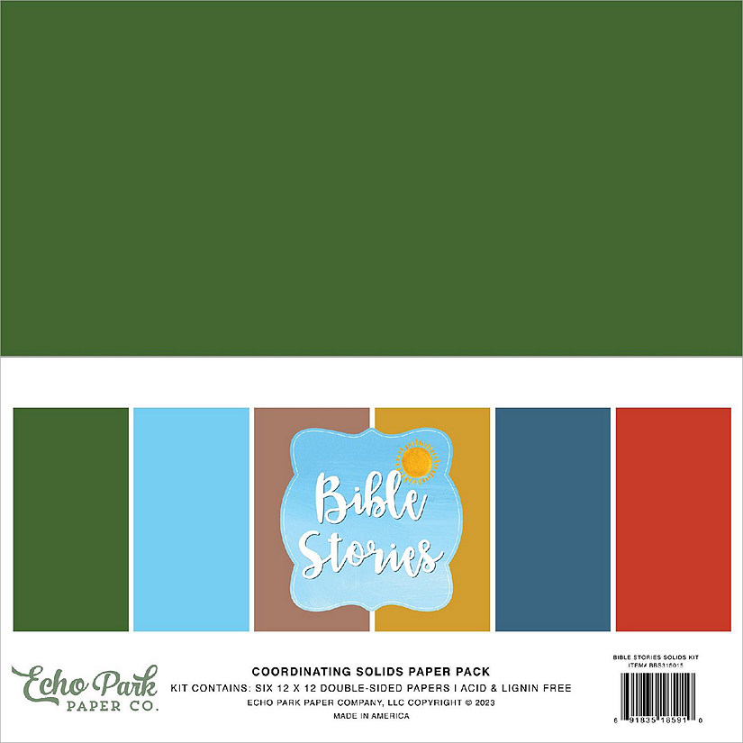 Echo Park DoubleSided Solid Cardstock 12"X12" 6/PkgBible Stories, 6