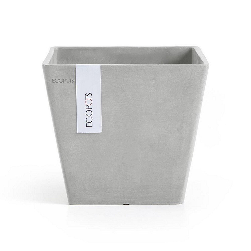 Ecopots Rotterdam Indoor Outdoor Square Flower Pot Planter, White Grey,   Inches | Oriental Trading