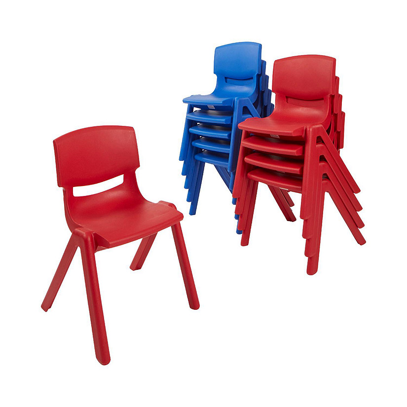 ECR4Kids 12in Plastic School Stack Chair, Blue/Red, 10-Piece Image