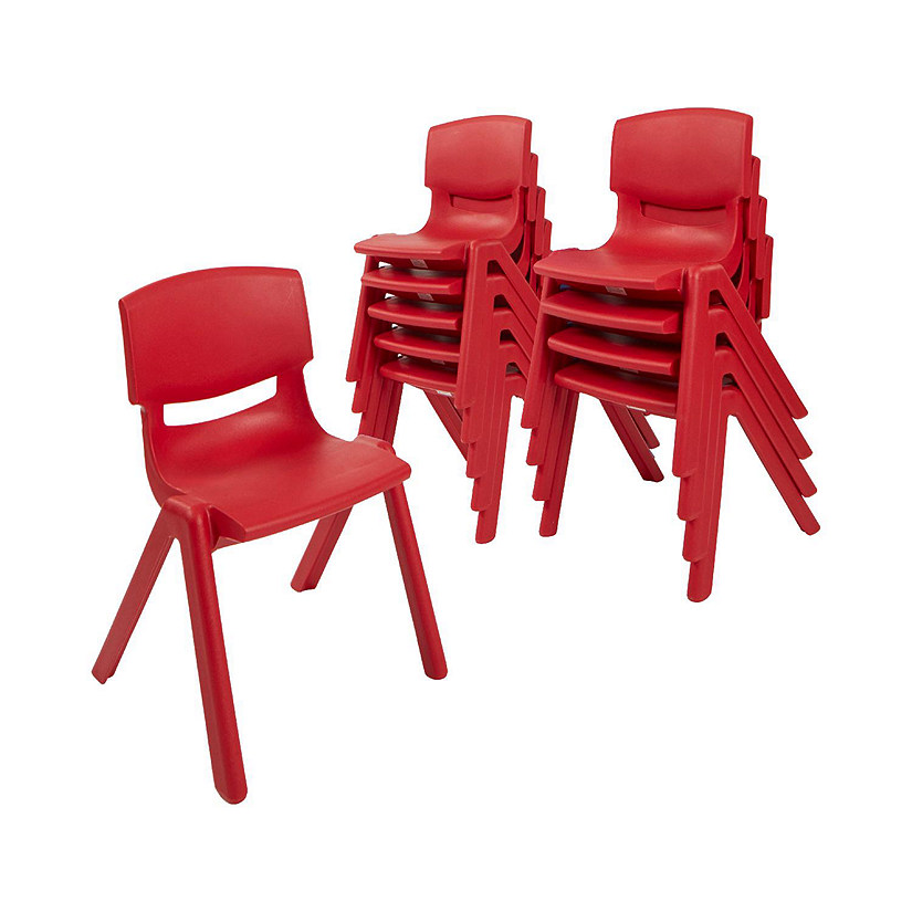 ECR4Kids 12in Plastic School Stack Chair, Red, 10-Piece Image