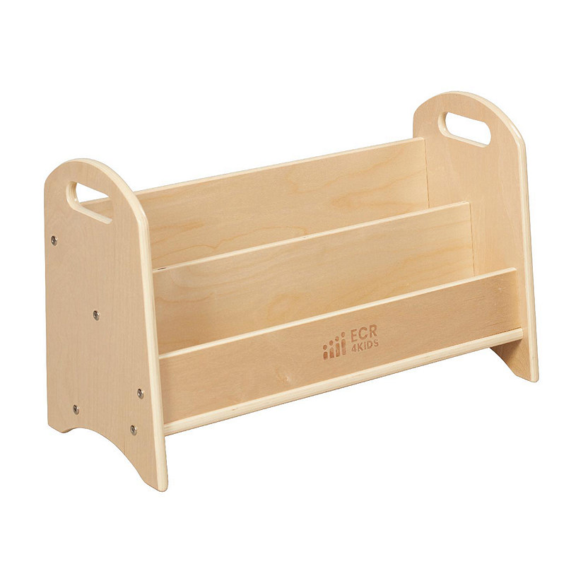 ECR4Kids 2-Shelf Tabletop Book Display with Handles, Natural Image